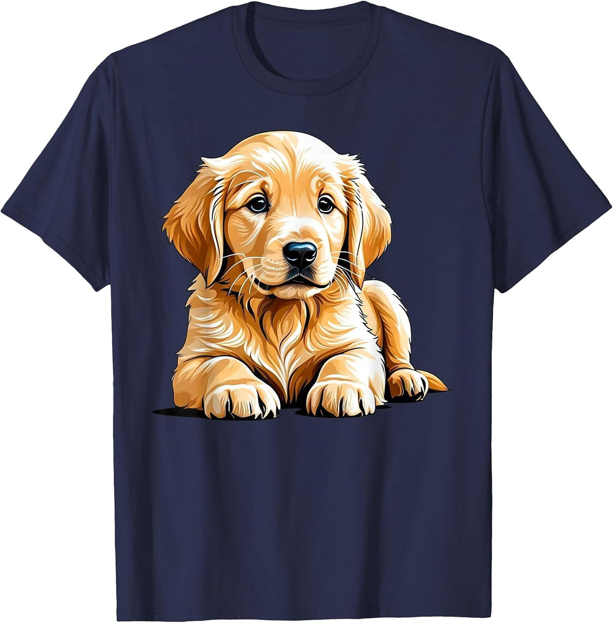 Golden Retriever Dog Puppy Graphic T-Shirt - Navy Blue