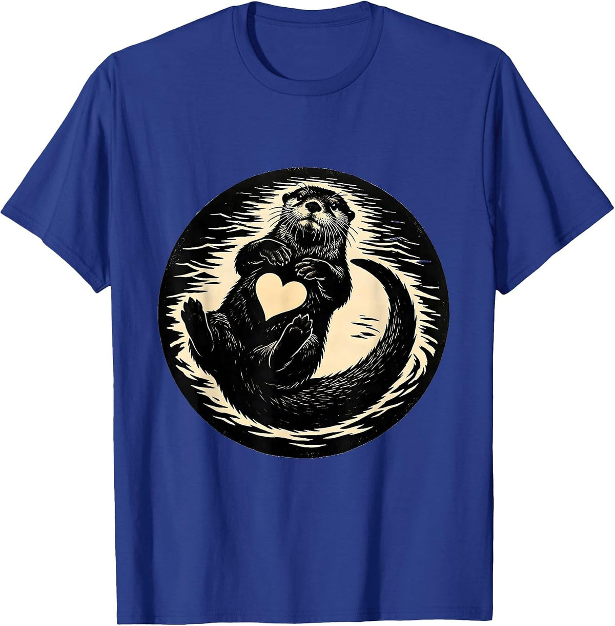 Men's Back Floating Otter Silhouette Funny Animal Lover Humor T-Shirt - Royal Blue