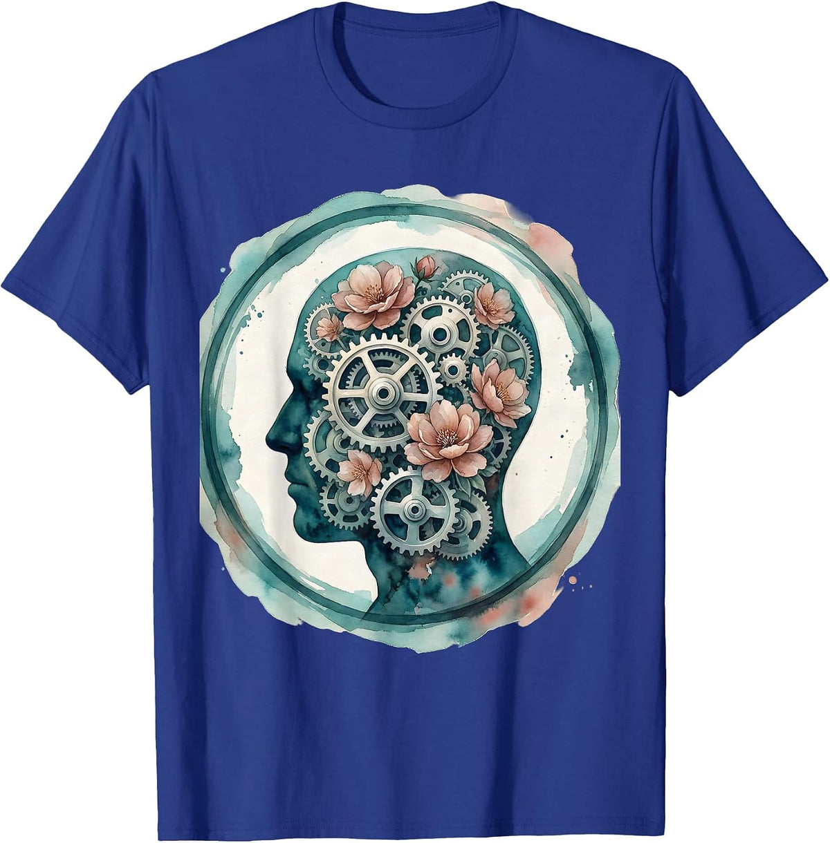 Men's Celebrate Minds of All Kinds Gears Brain Art T-Shirt - Royal Blue