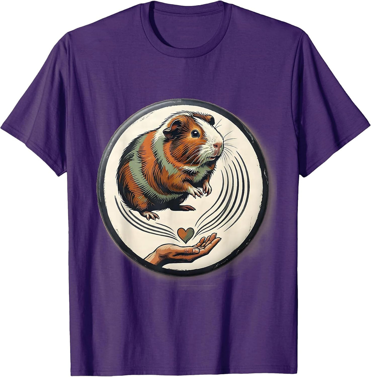 Men's Guinea Pig Badge Rosette Pet Lover Humor T-Shirt - Purple