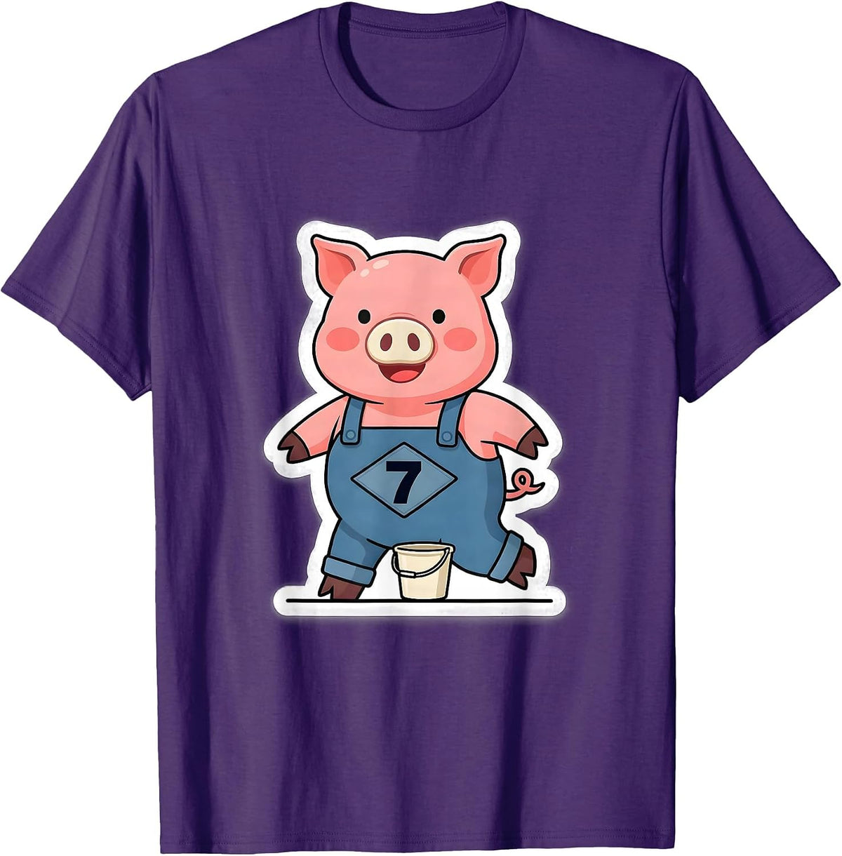 Men's 7 Funny Pig Lover Halloween Costume T-Shirt - Purple