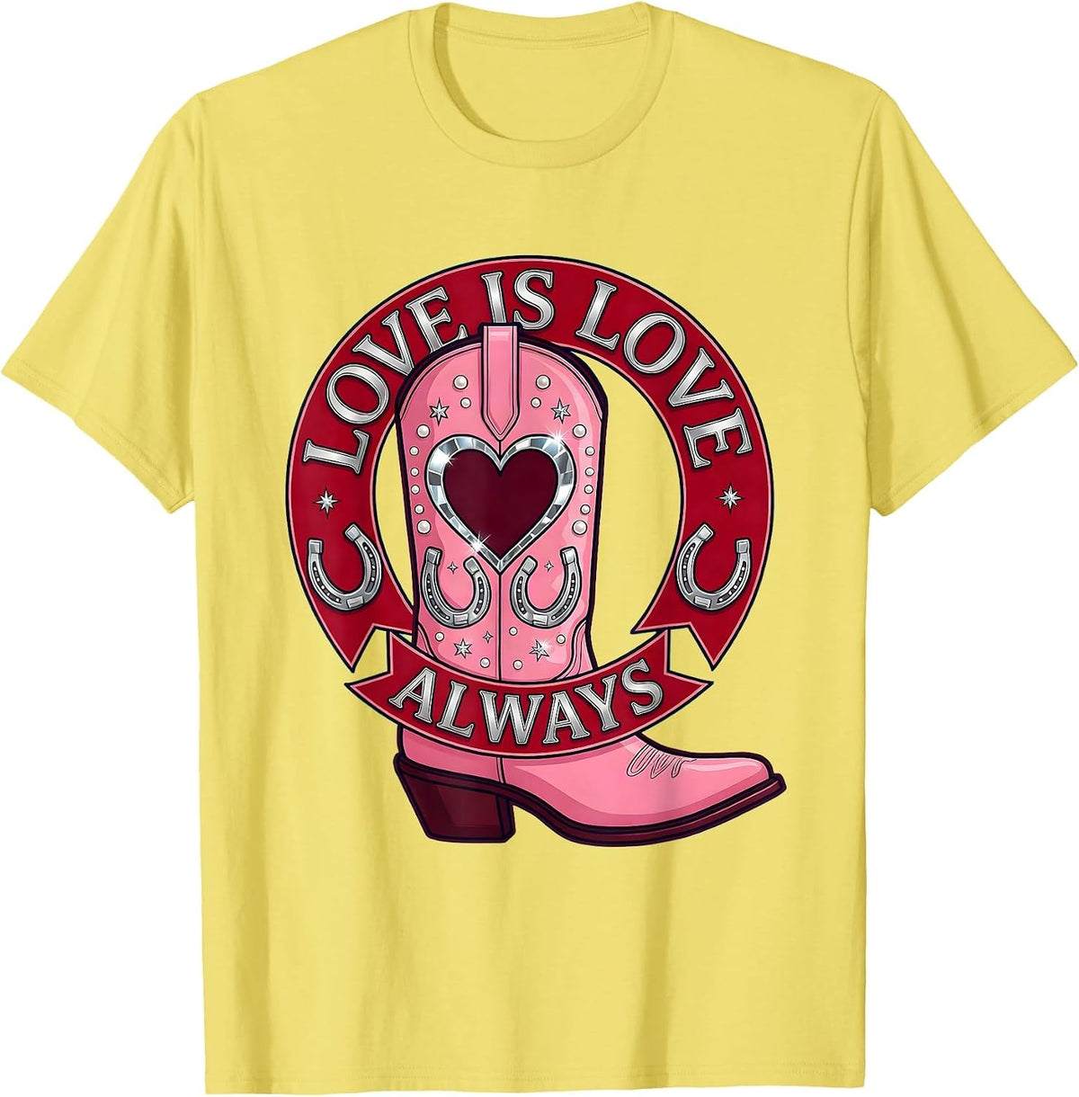 Men's Love Is Love Always Gay Pride Graphic Design T-Shirt - Lemon Yellow