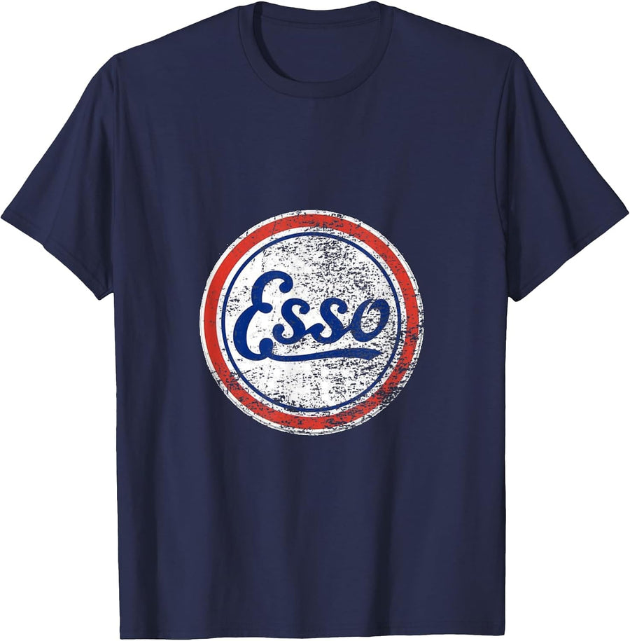 Vintage Esso Gas Station Sign T-Shirt - Navy Blue