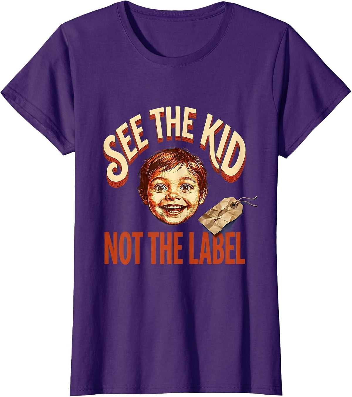 Women's See the Kid Not the Label Special Education Tee T-Shirt - Purple