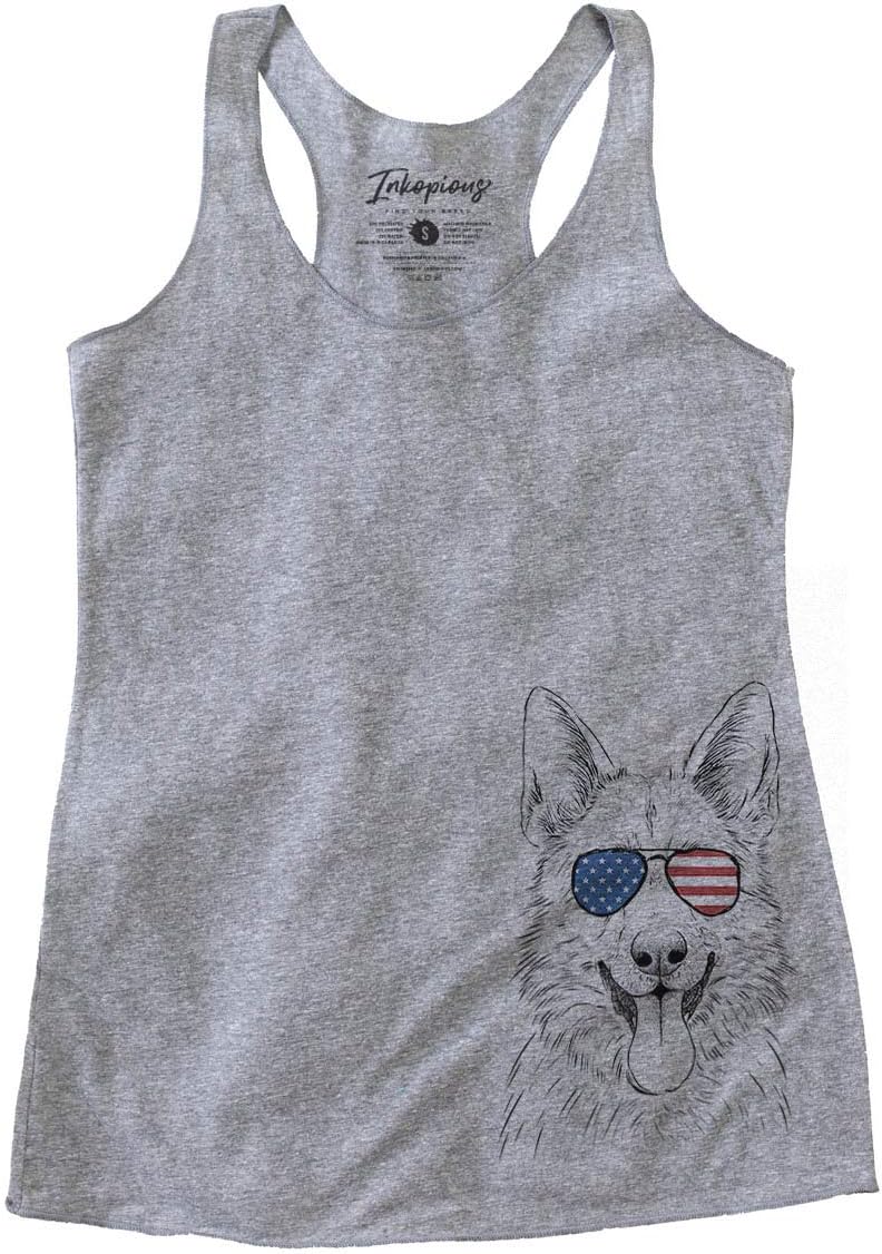 Patriotic Grace the German Shepherd Dog Triblend T-Shirt - Grey Racerback