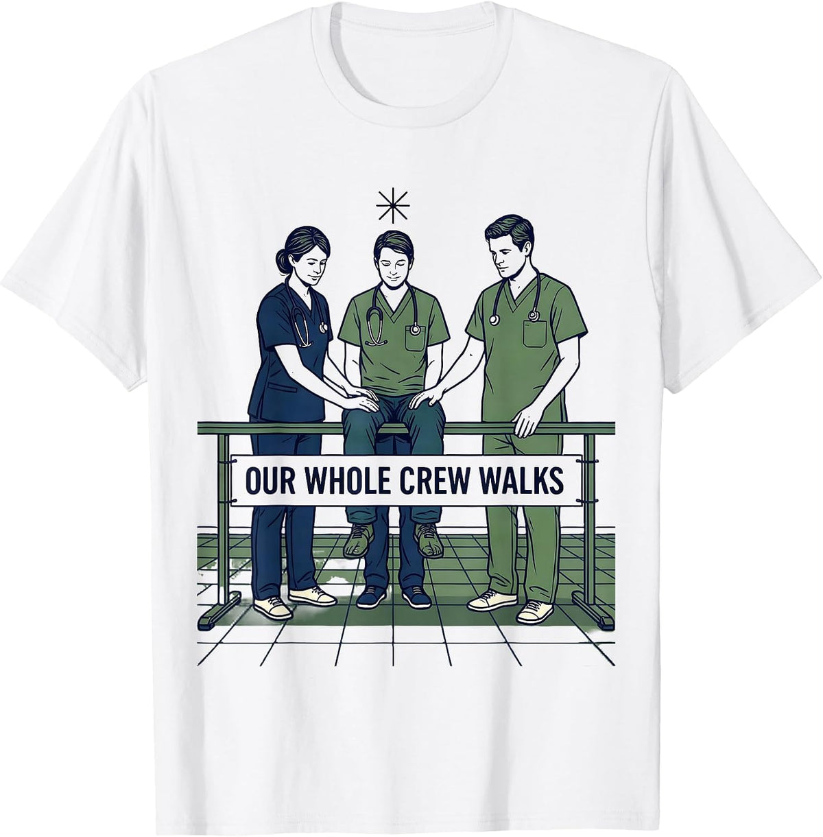 Men's Our Whole Crew Walks Funny Physical Therapy PT PTA Humor T-Shirt - White