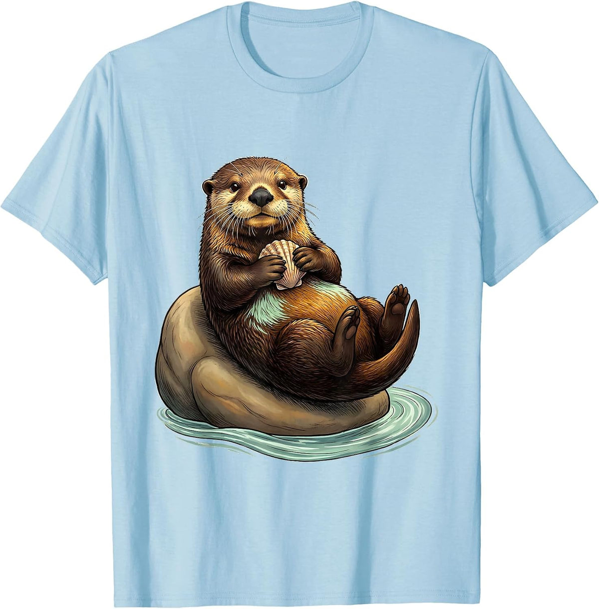Men's Sea Otter Belly Slide Cute Otter Lover Humor T-Shirt - Baby Blue