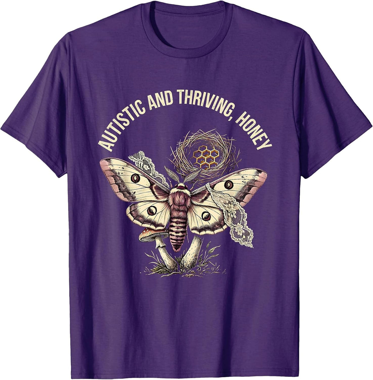 Men's Autistic and Thriving Honey Autism Awareness Design T-Shirt - Purple
