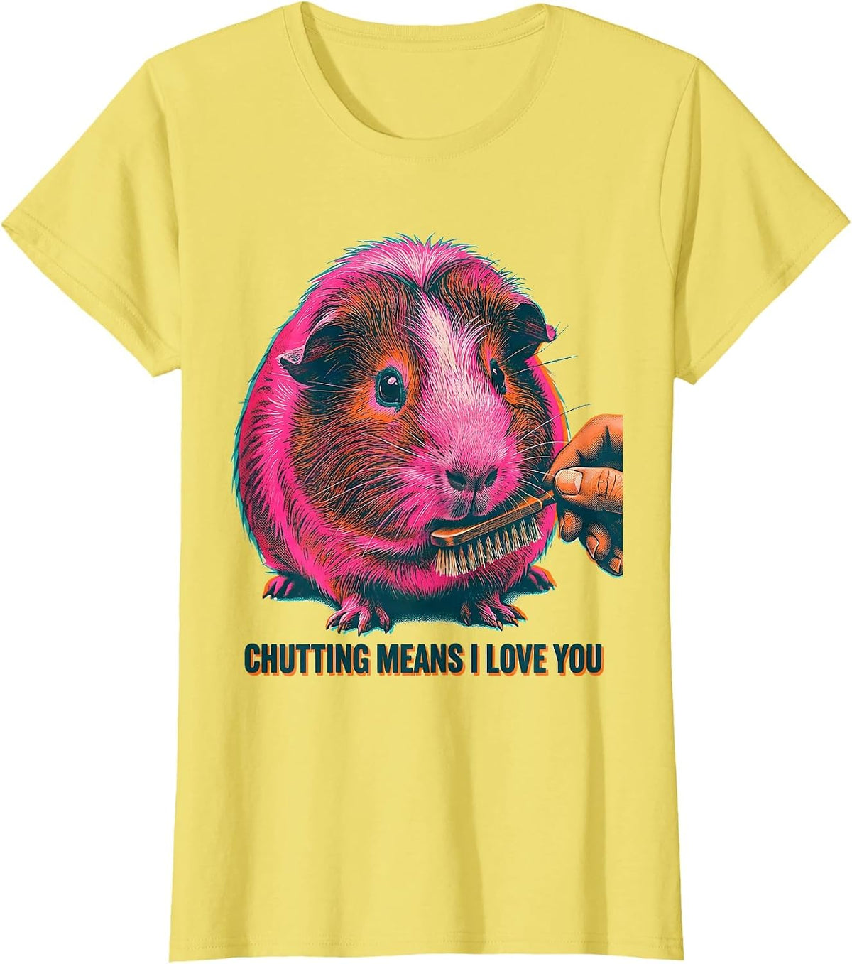 Chutting Means I Love You Funny Guinea Pig Lover Gift T-Shirt - Lemon Yellow