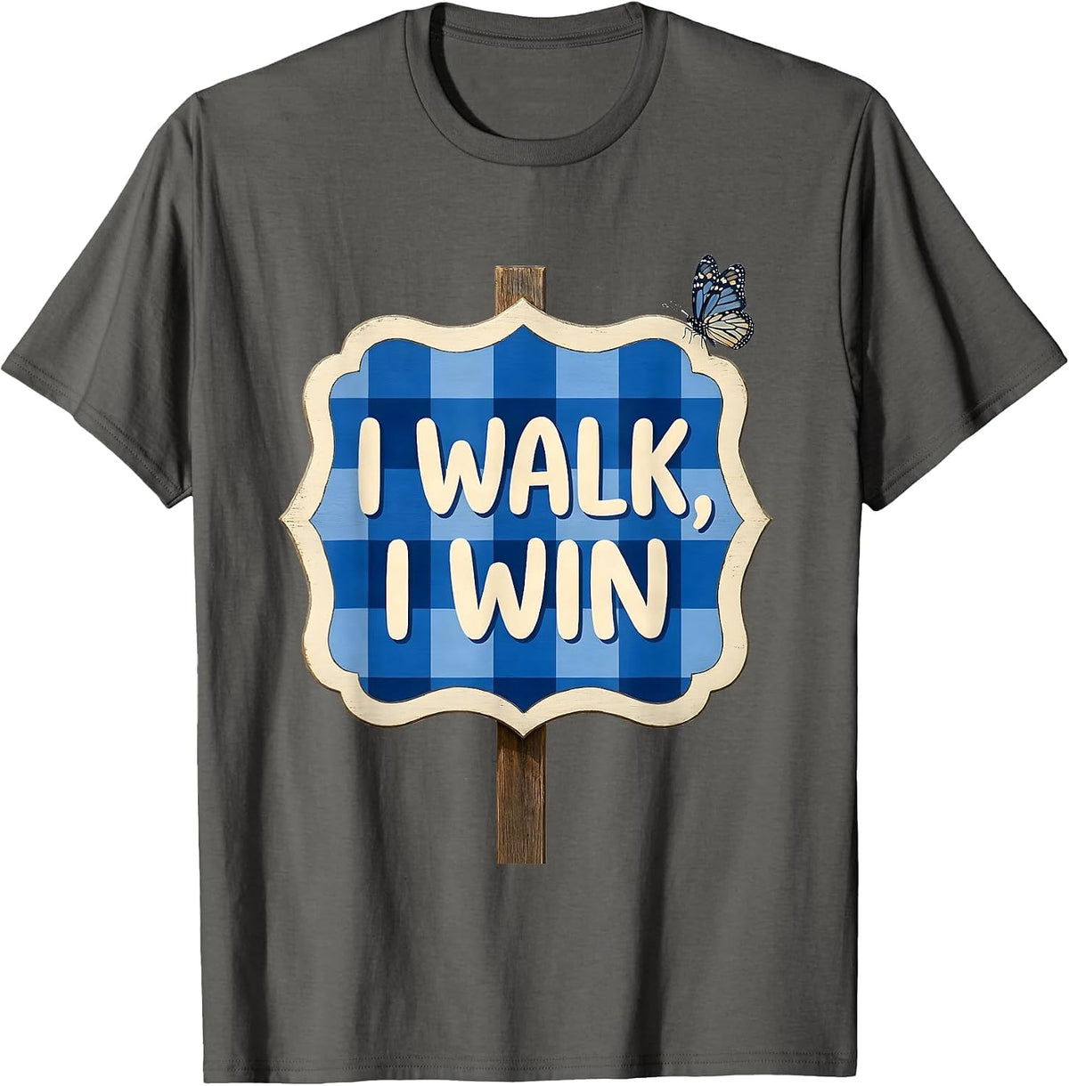I Walk I Win Physical Therapy Recovery Design T-Shirt - Asphalt Grey
