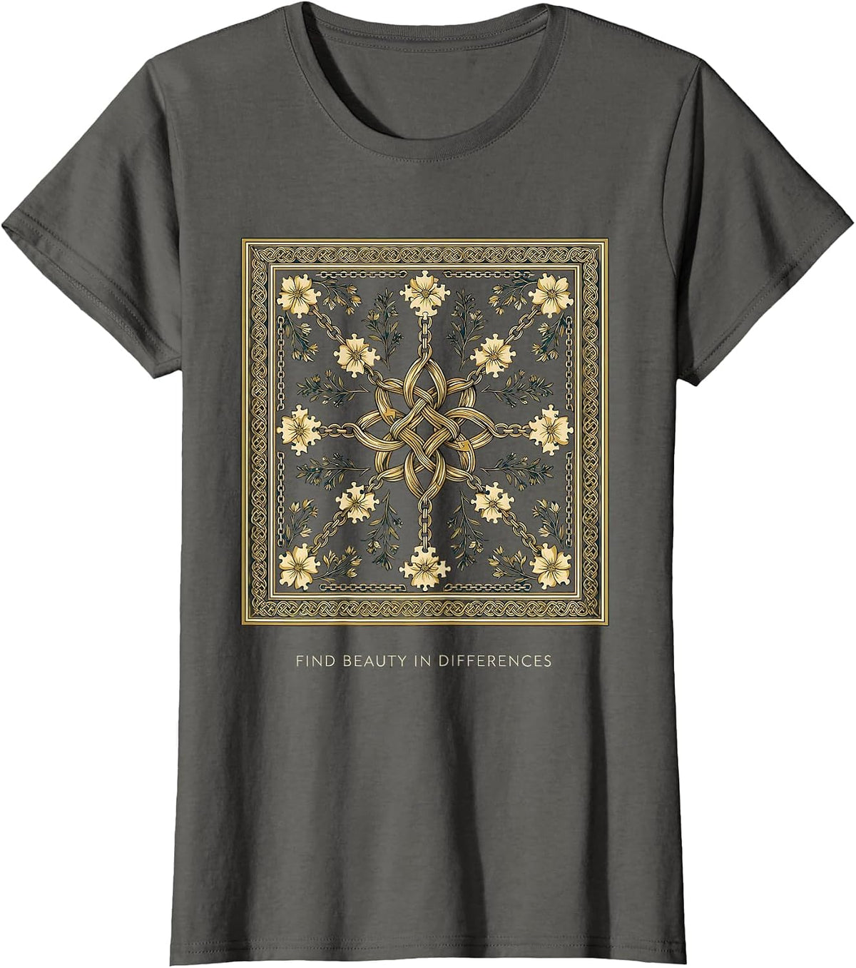 Women's Find Beauty In Differences Autism Awareness Design T-Shirt - Asphalt Grey