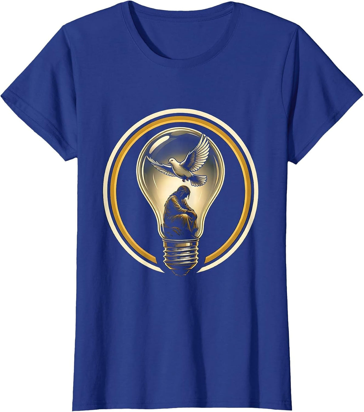 Women's Autism Awareness Glowing Lightbulb Figure Design T-Shirt - Royal Blue