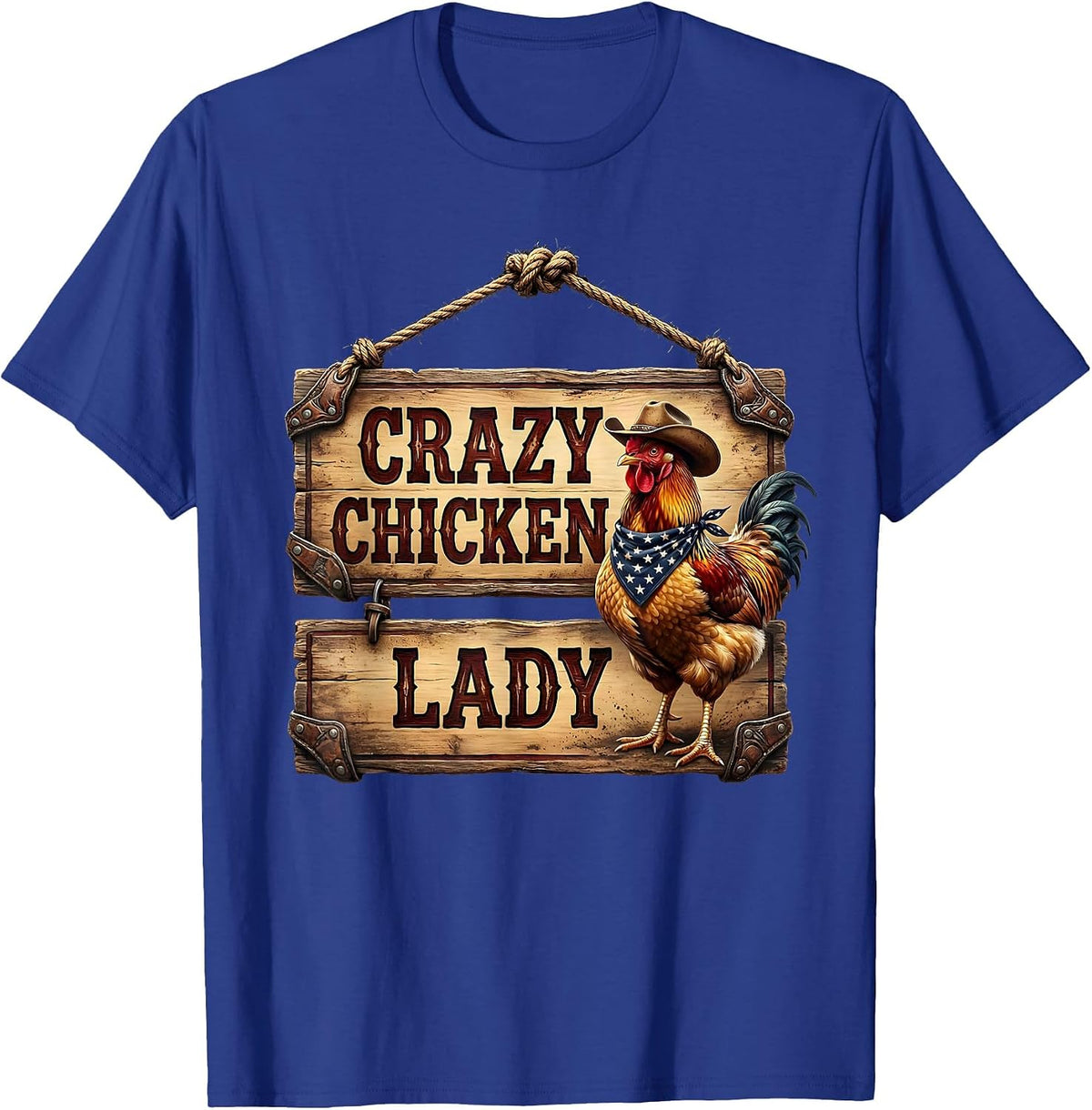 Men's Crazy Chicken Lady Funny Hen Lover Design T-Shirt - Royal Blue