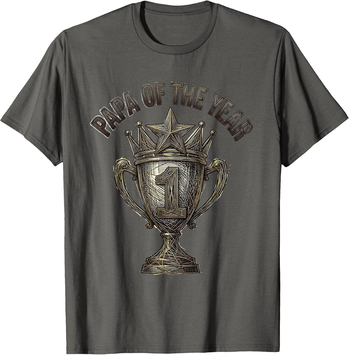 Papa of the Year Award Winning Dad Design T-Shirt - Asphalt Grey