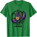 Men's Line Boss Funny Crawfish Mardi Gras Carnival Humor T-Shirt - Kelly Green