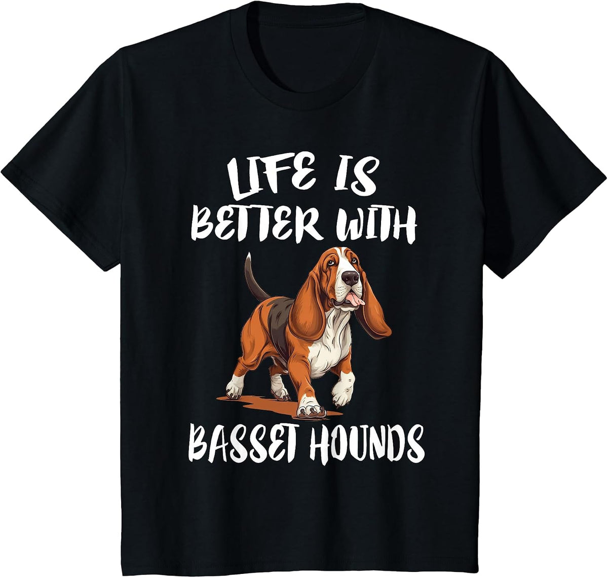 Life is Better with Basset Hounds Dog T-Shirt - Black