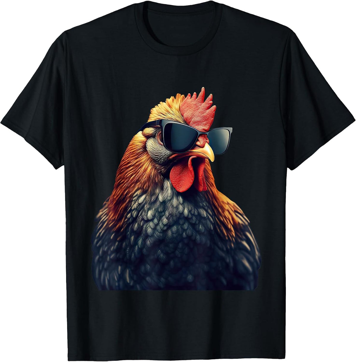 Retro Vintage Chicken Cool Rooster Wearing Sunglasses T-Shirt - Black