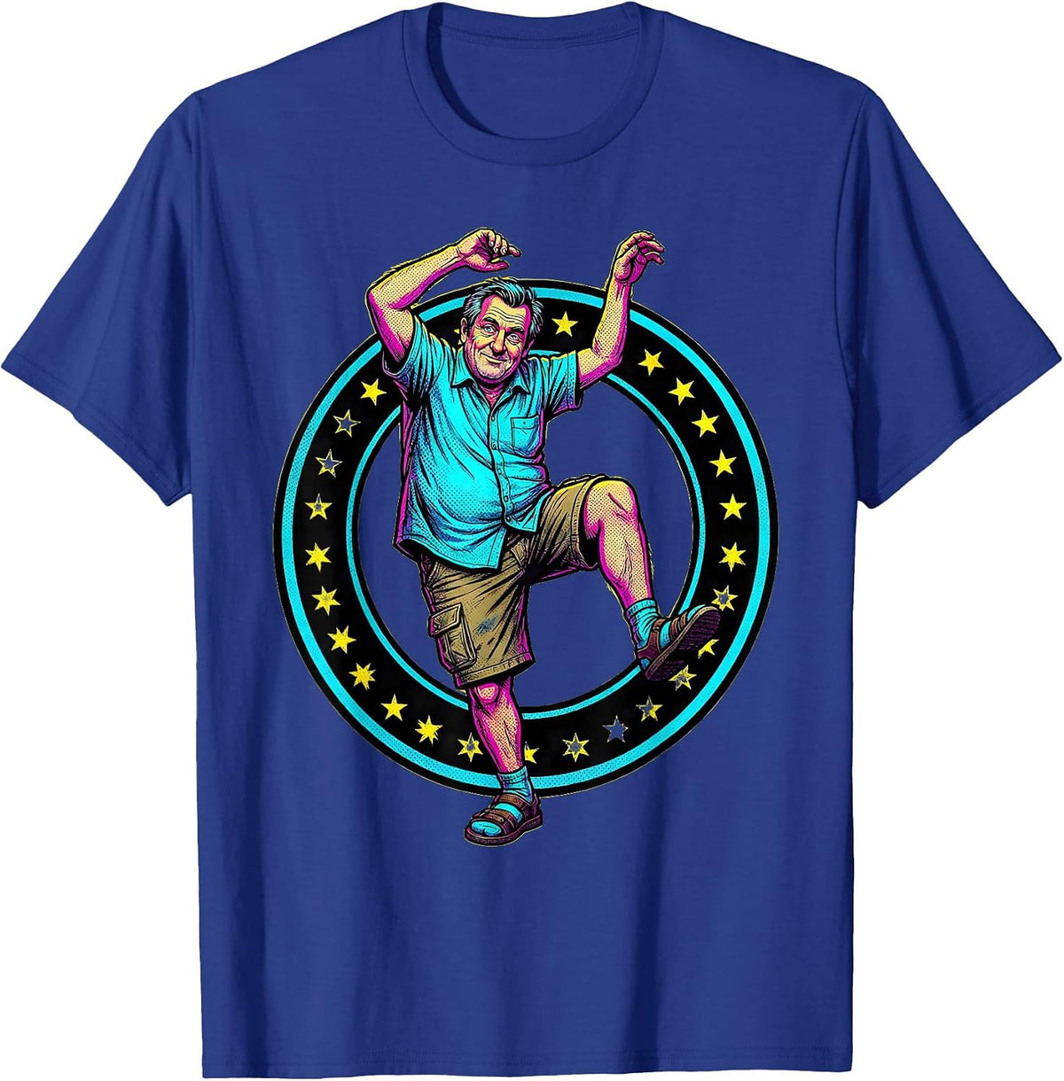 Funny Dad Awkward Backyard Party Dancing T-Shirt - Royal Blue