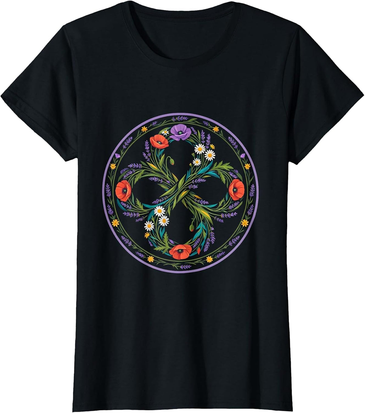 Autism Awareness Wildflower Infinity Symbol T-Shirt - Black