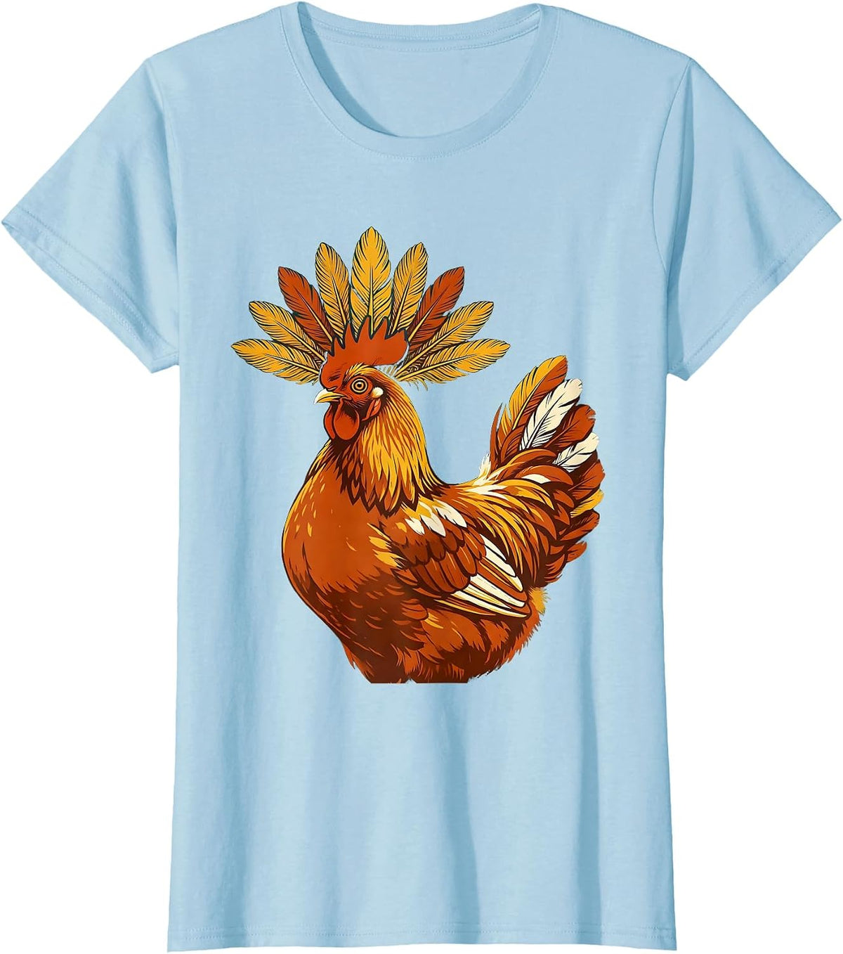 Crowned Hen Royalty Chicken Art Design T-Shirt - Baby Blue