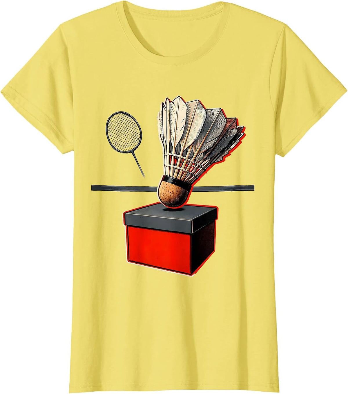 Badminton Shuttlecock Screenprint Racket Sport Humor T-Shirt - Lemon Yellow