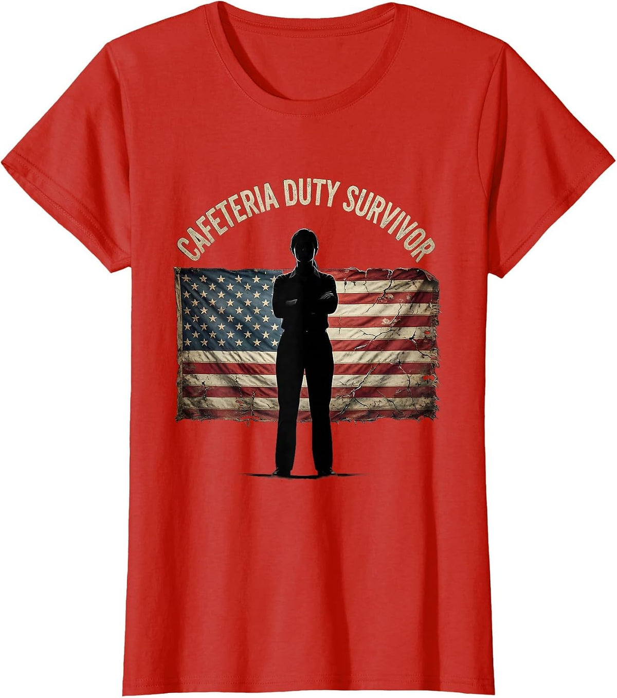 Cafeteria Duty Survivor Funny Teacher Design T-Shirt - Red