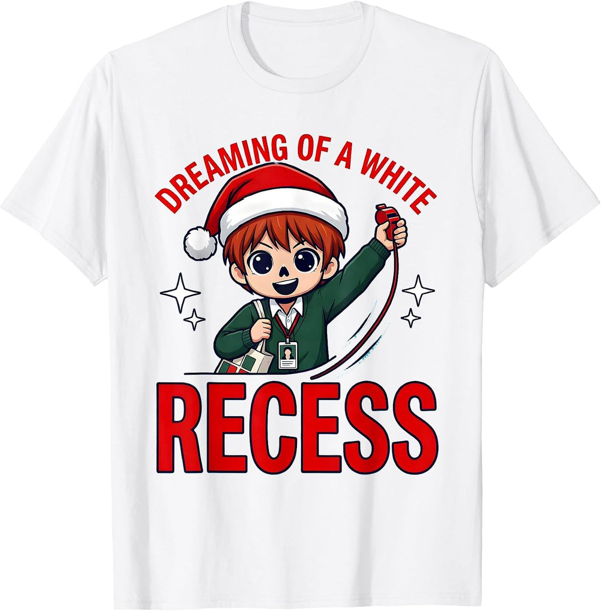 Men's DREAMING OF A WHITE RECESS Funny School Teacher Christmas T-Shirt - White