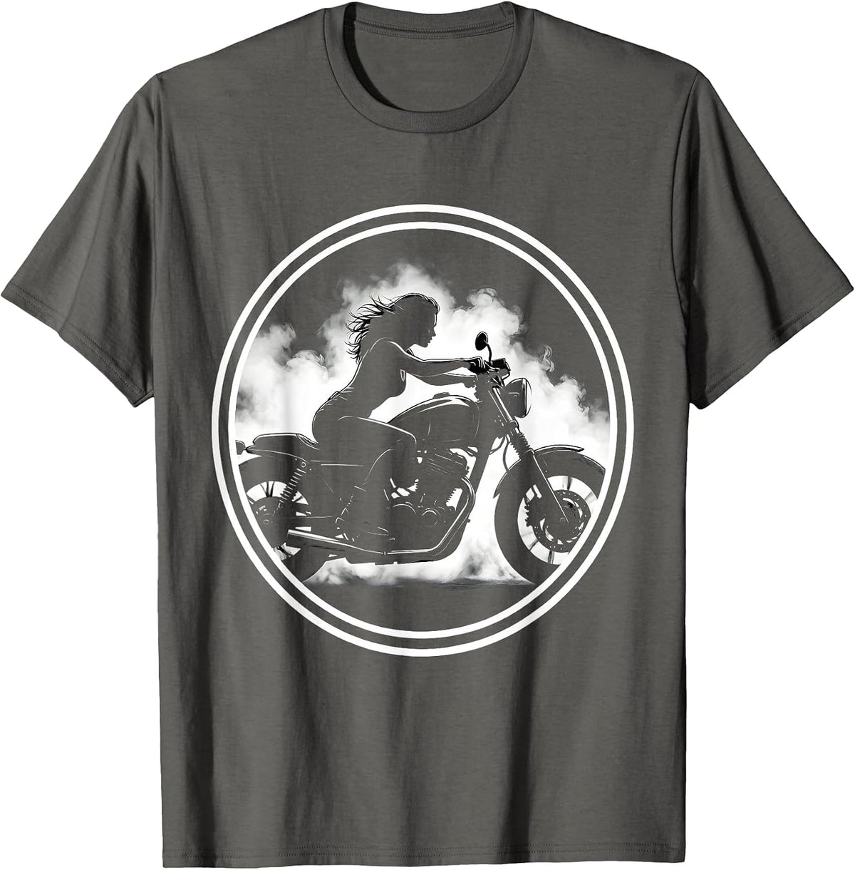 Night Rider Motorcycle Rev Graphic Tee T-Shirt - Asphalt Grey