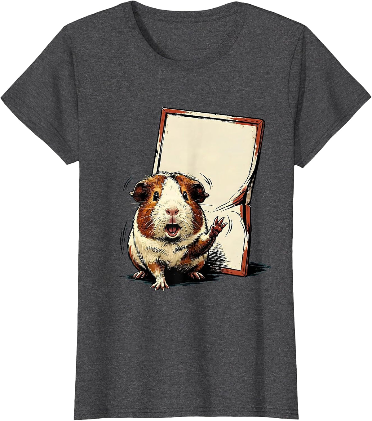 Women's Guinea Pig Showcard Sign Cavy Lover Humor T-Shirt - Dark Heather Grey