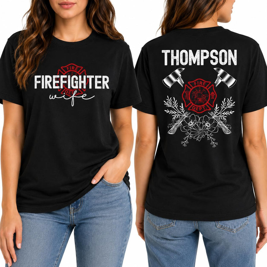Custom Firefighter Shirt, Personalized Fire Department Tee, Last Name Fire Rescue Gift, EMT Apparel - Firefighter Gift 2