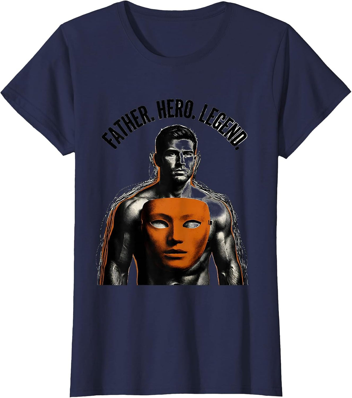 Women's Father Hero Legend Best Dad Graphic Design T-Shirt - Navy Blue