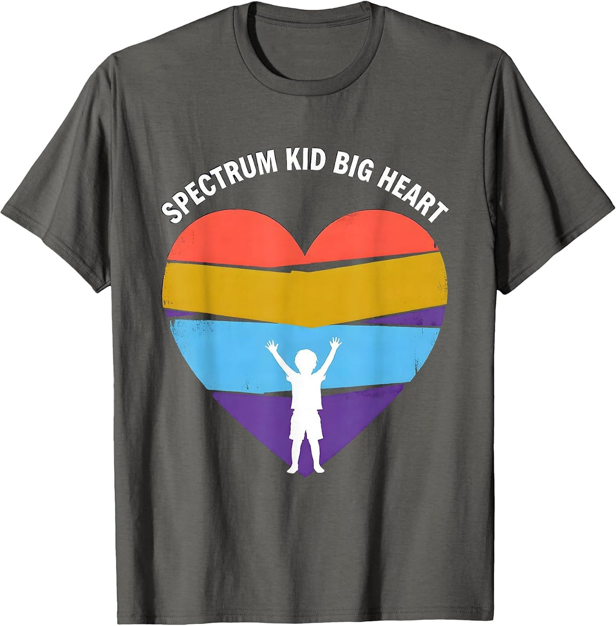 Men's Spectrum Kid Big Heart Autism Awareness Design T-Shirt - Asphalt Grey