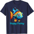 Happy Friday Fish T-Shirt - Navy Blue