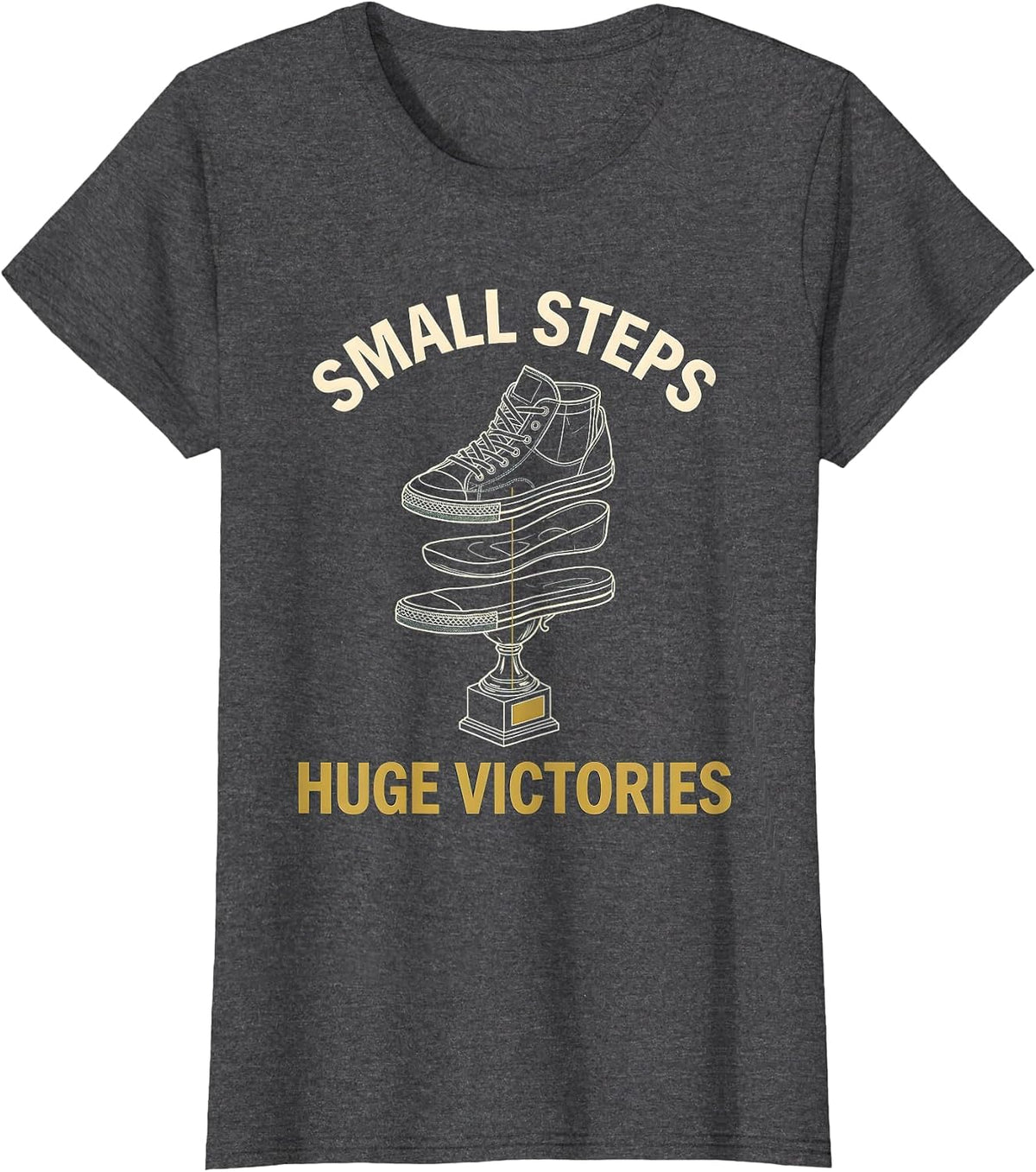 Women's Small Steps Huge Victories Sped Teacher Design T-Shirt - Dark Heather Grey