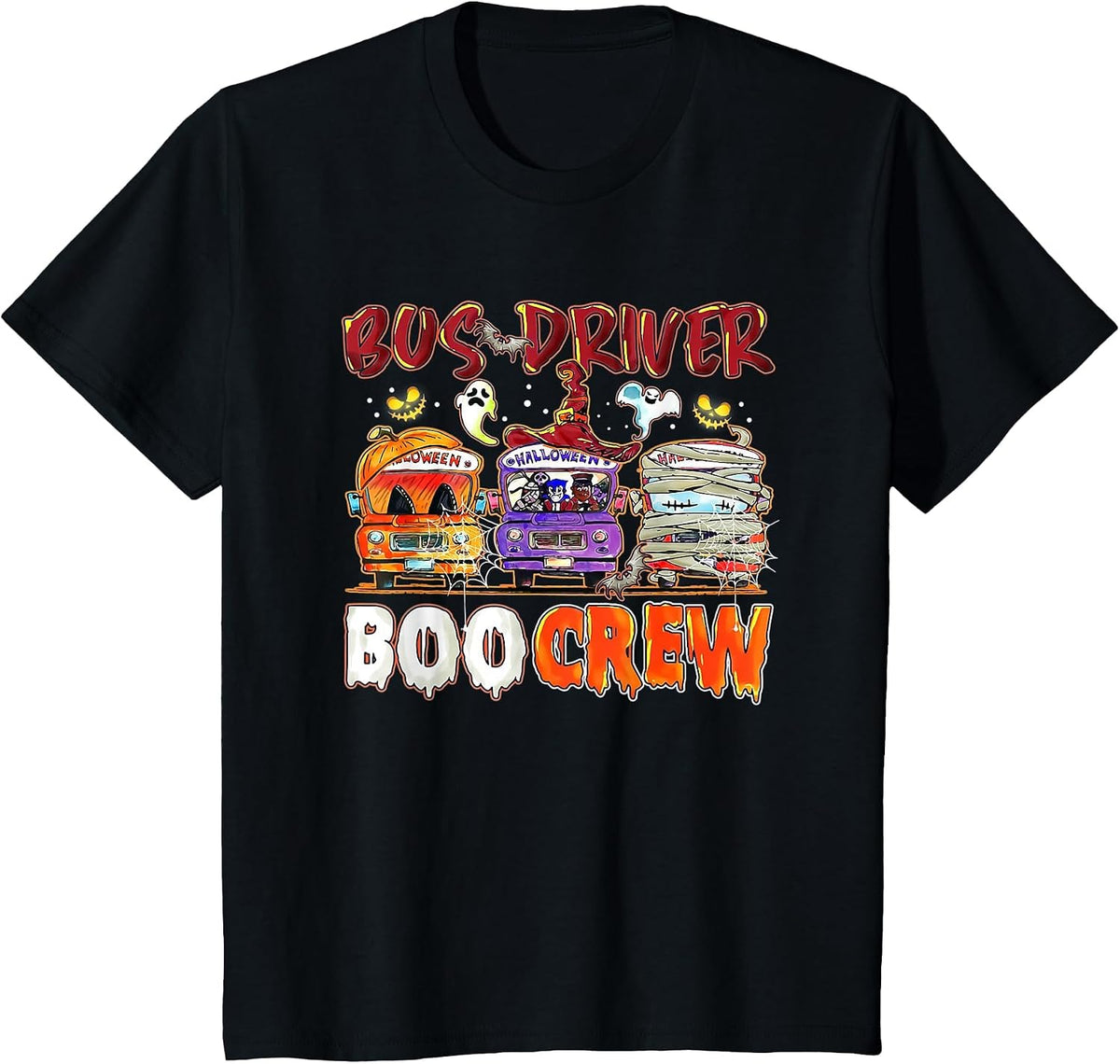 Bus Driver Boo Crew School Bus Driver Life Halloween T-Shirt - Black