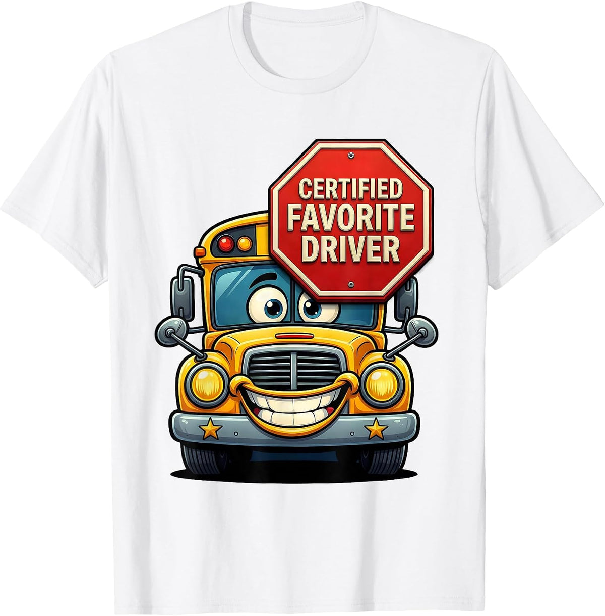 Men's Certified Favorite Driver Funny School Bus Driver T-Shirt - White