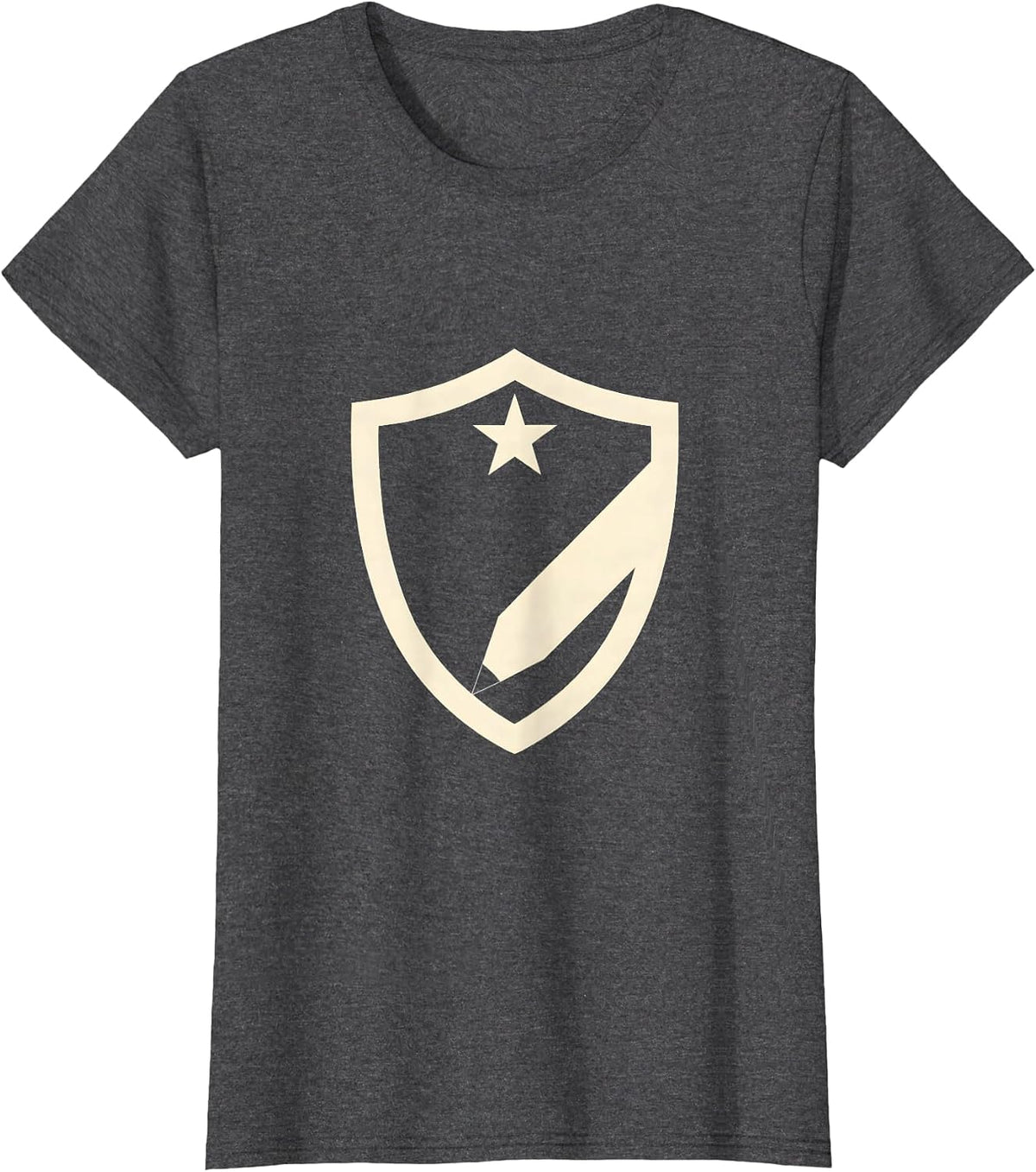 Women's Sped Teacher Shield Pencil Star Crest Design T-Shirt - Dark Heather Grey