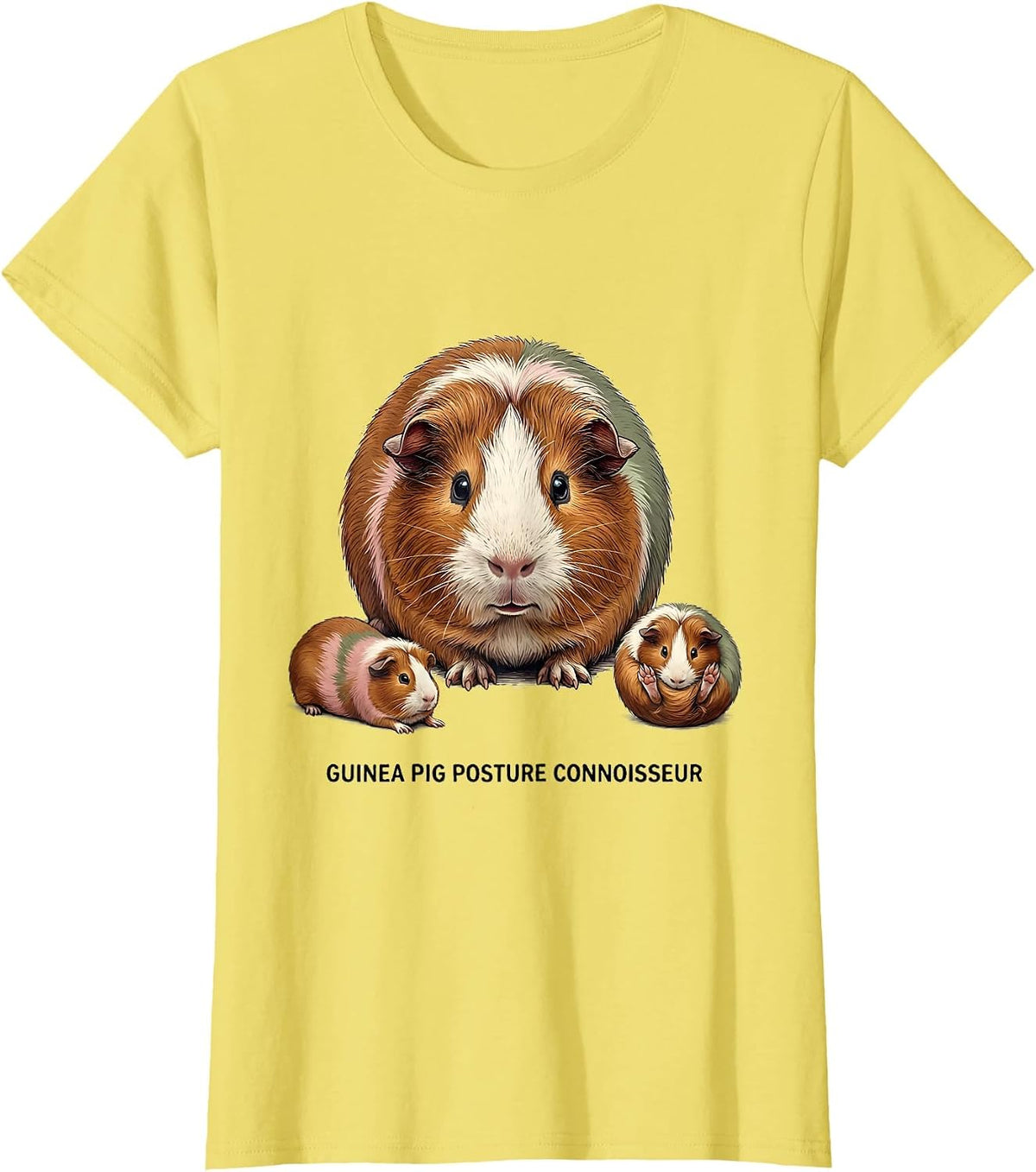 Women's Guinea Pig Posture Connoisseur Funny Cavy Lover Gift T-Shirt - Lemon Yellow