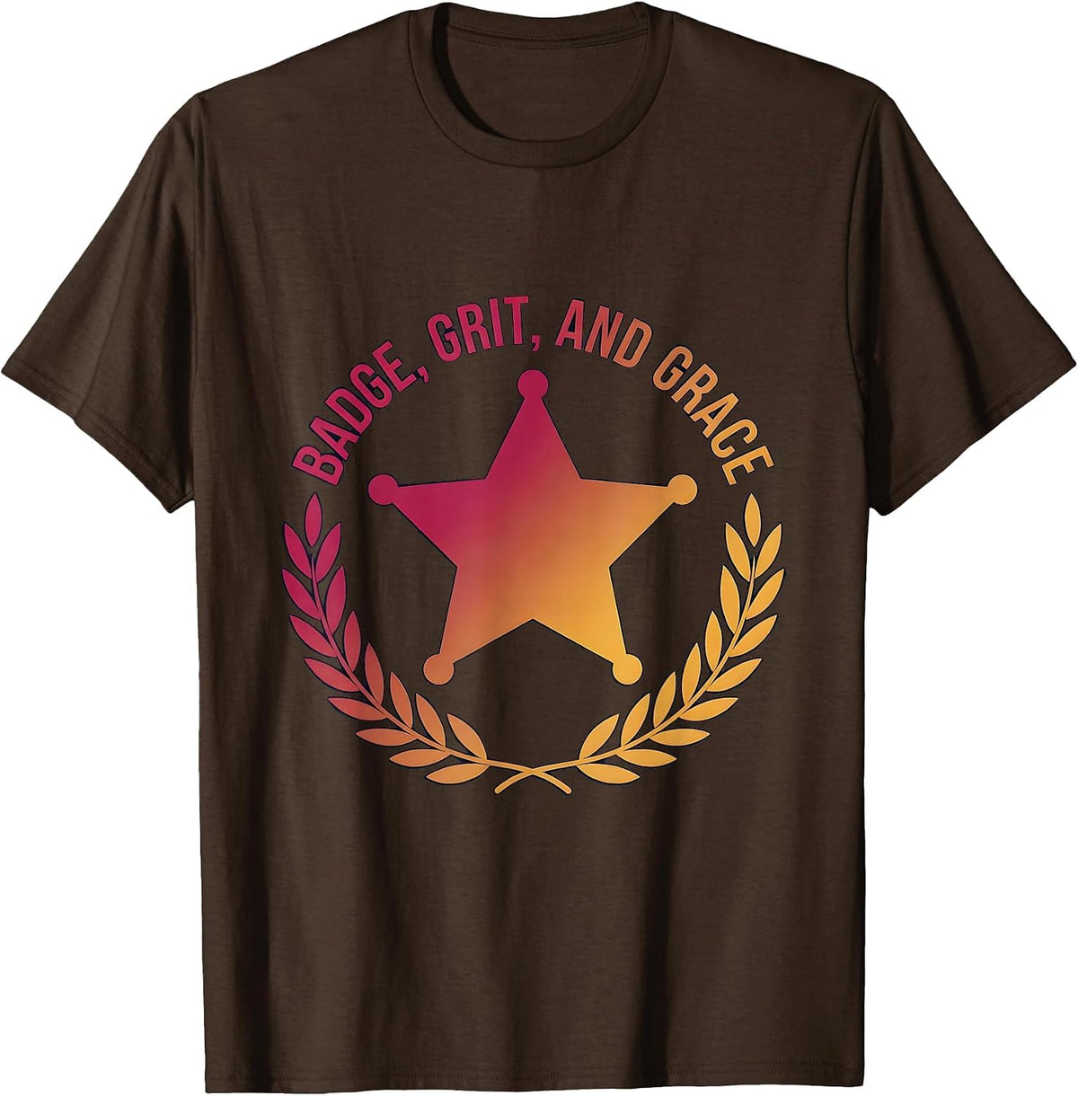 Men's 911 Women Badge Grit and Grace Design T-Shirt - Brown