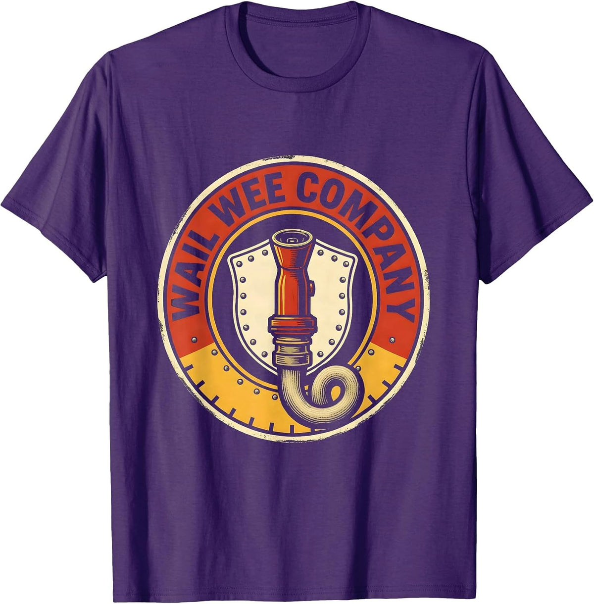 Men's Wail Wee Company Funny Firefighter Badge Emblem Firefighter T-Shirt - Purple