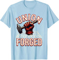 Men's Union Forged Patriotic Labor Day Union Worker Pride T-Shirt - Baby Blue