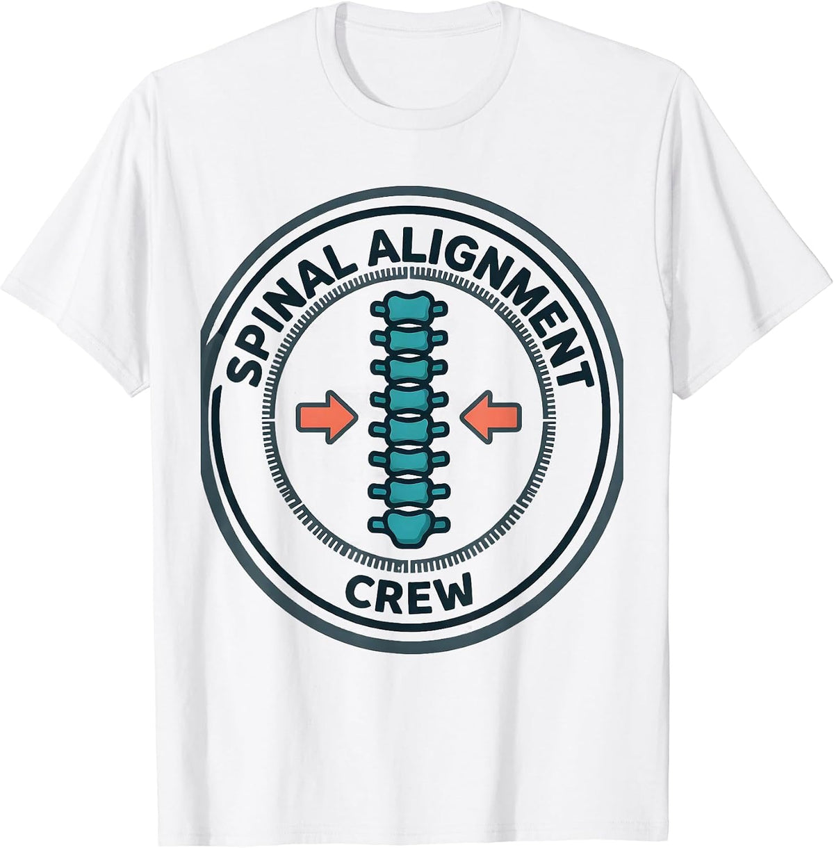 Men's Spinal Alignment Crew Funny Chiropractor Anatomy Humor T-Shirt - White