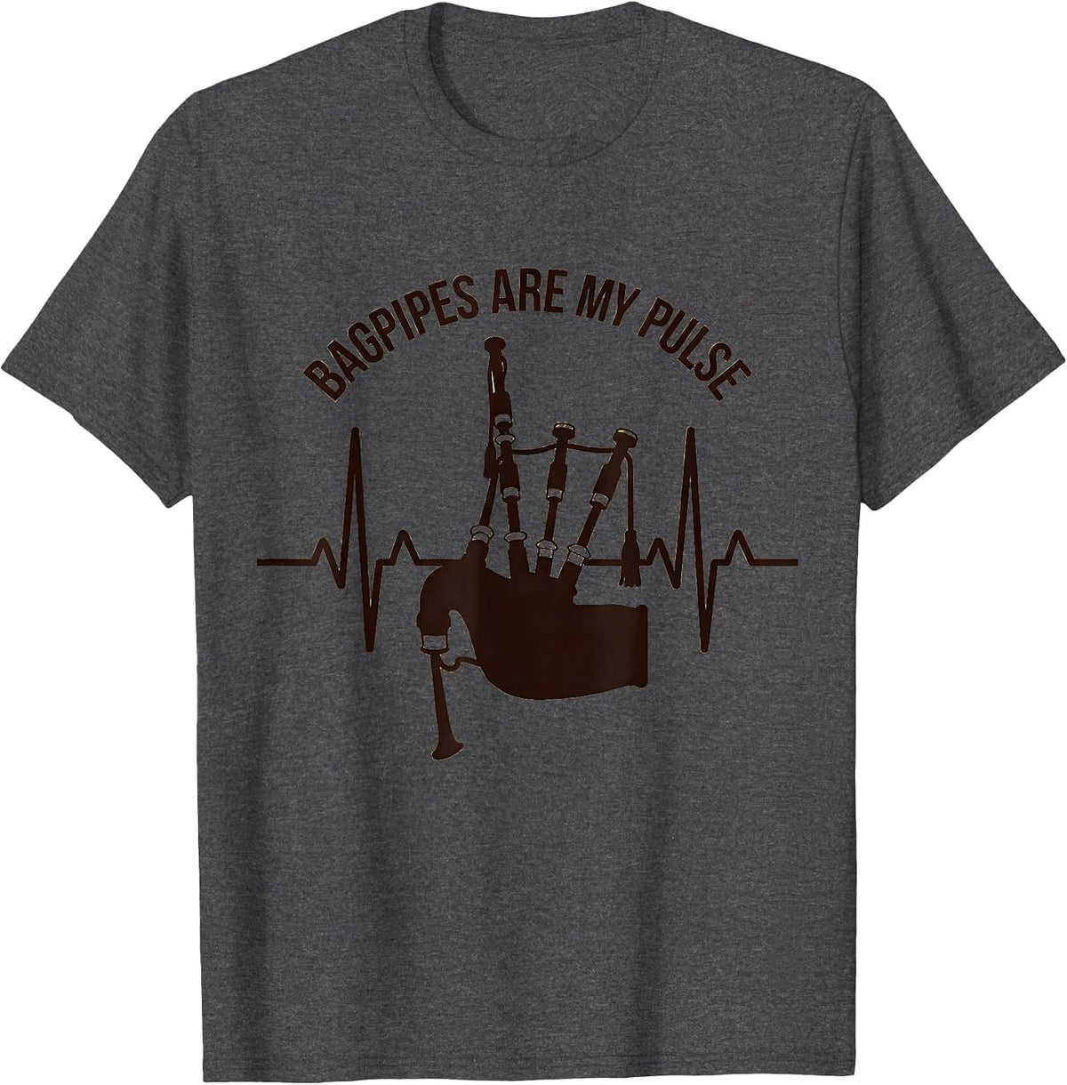 Bagpipes Are My Pulse Illustration Bagpipe Player Hobbyist T-Shirt - Dark Heather Grey