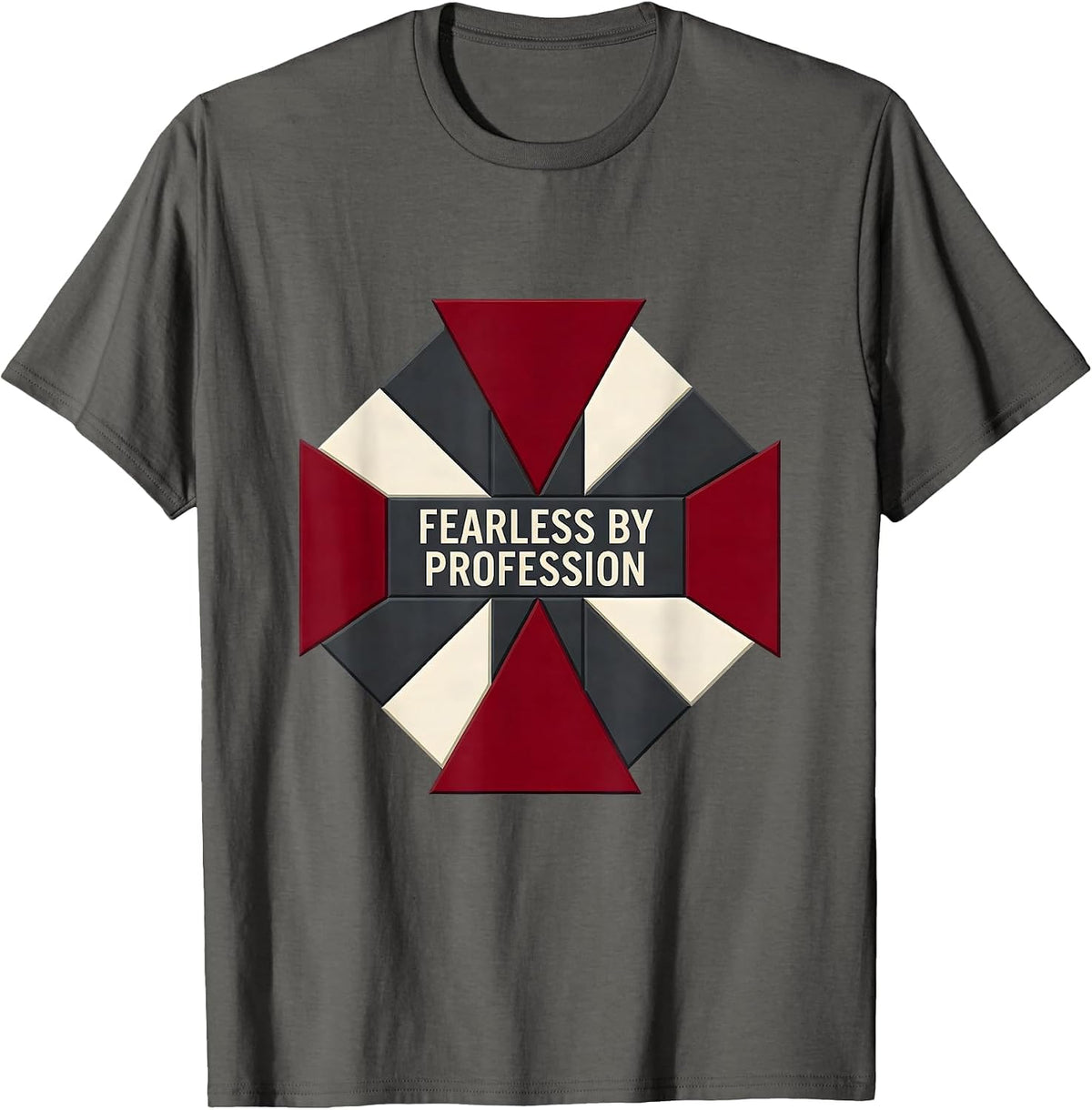 Men's Fearless By Profession Firefighter Design T-Shirt - Asphalt Grey