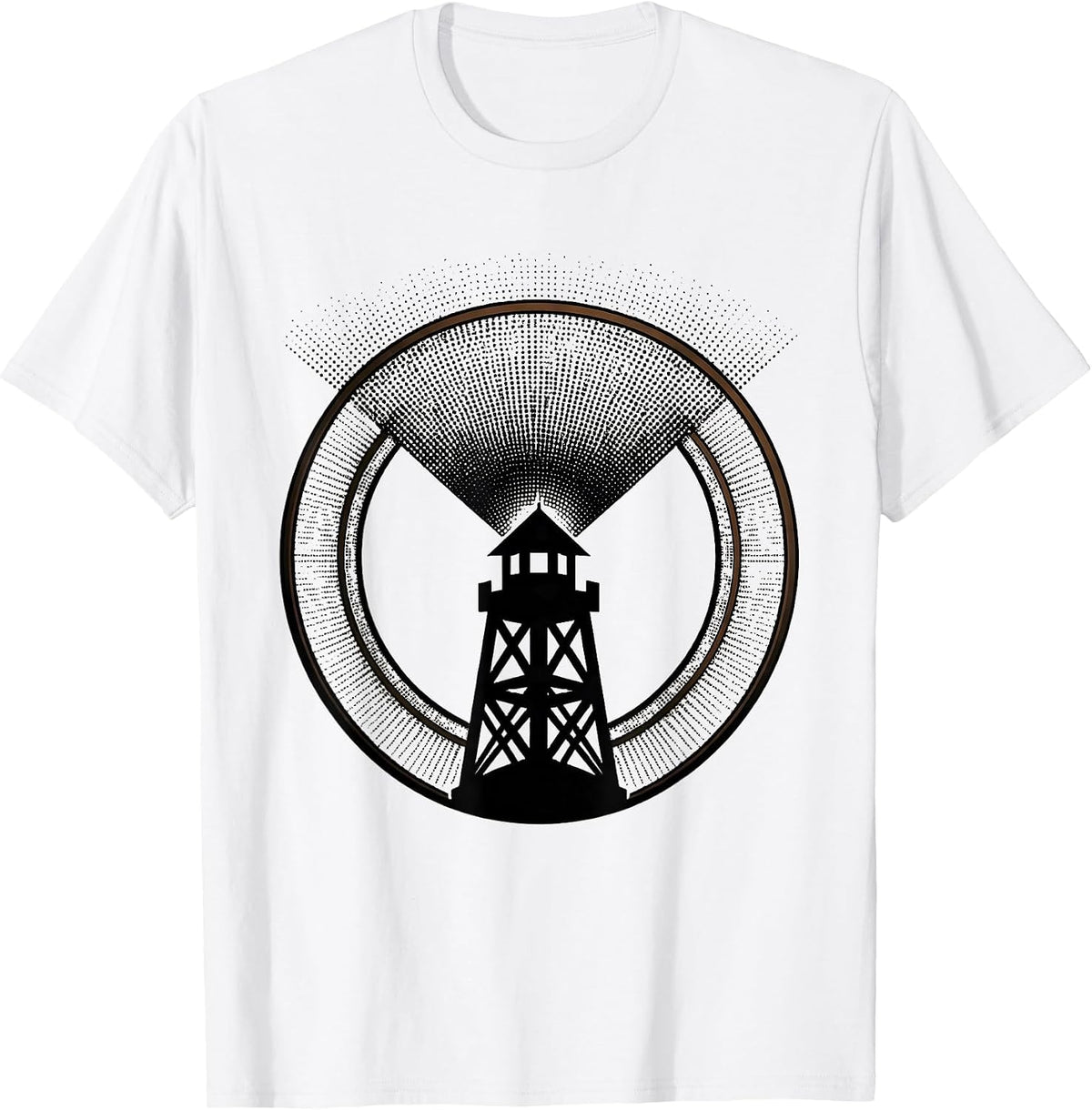 Men's Guard Tower Searchlight Security Graphic Tee T-Shirt - White
