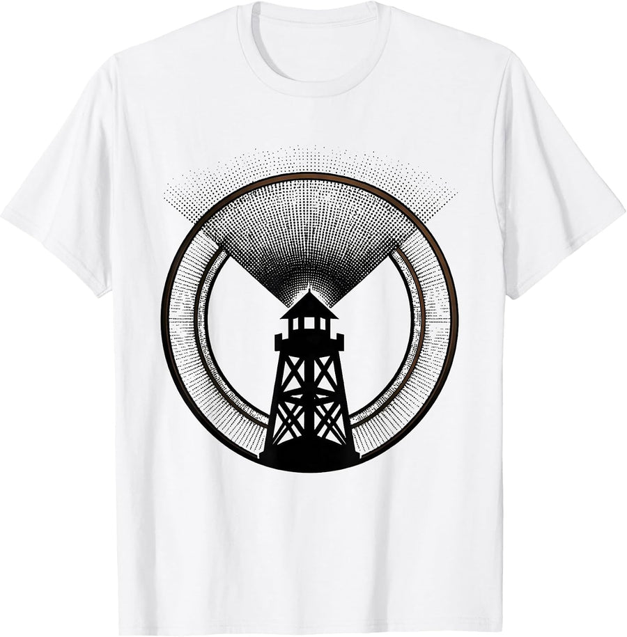 Men's Guard Tower Searchlight Security Graphic Tee T-Shirt - White