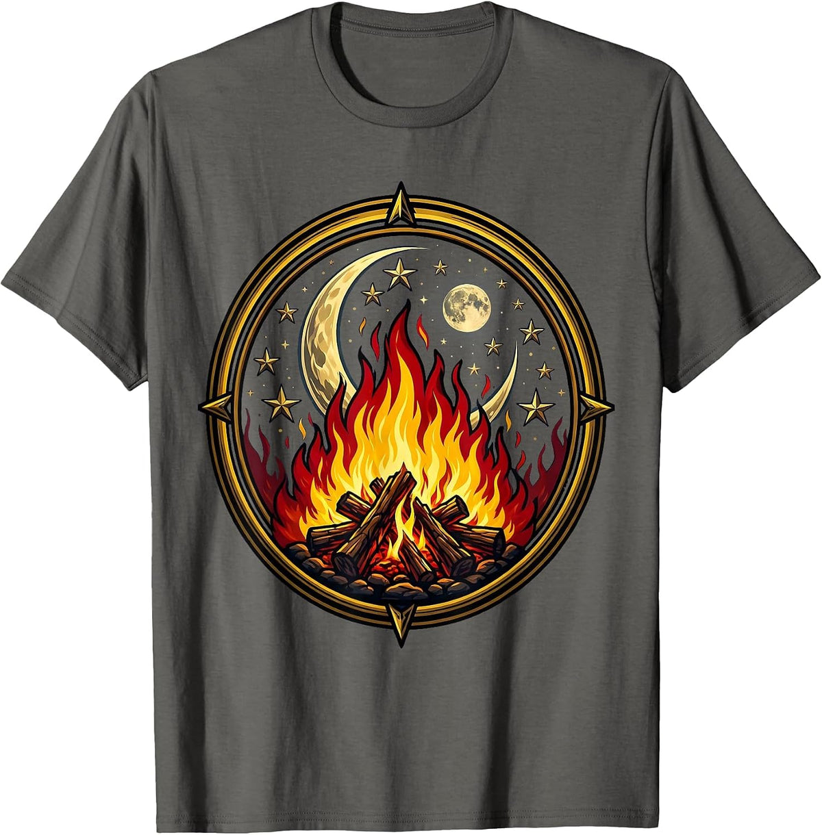 Men's Campfire Night Sky Freedom Graphic Tee T-Shirt - Asphalt Grey
