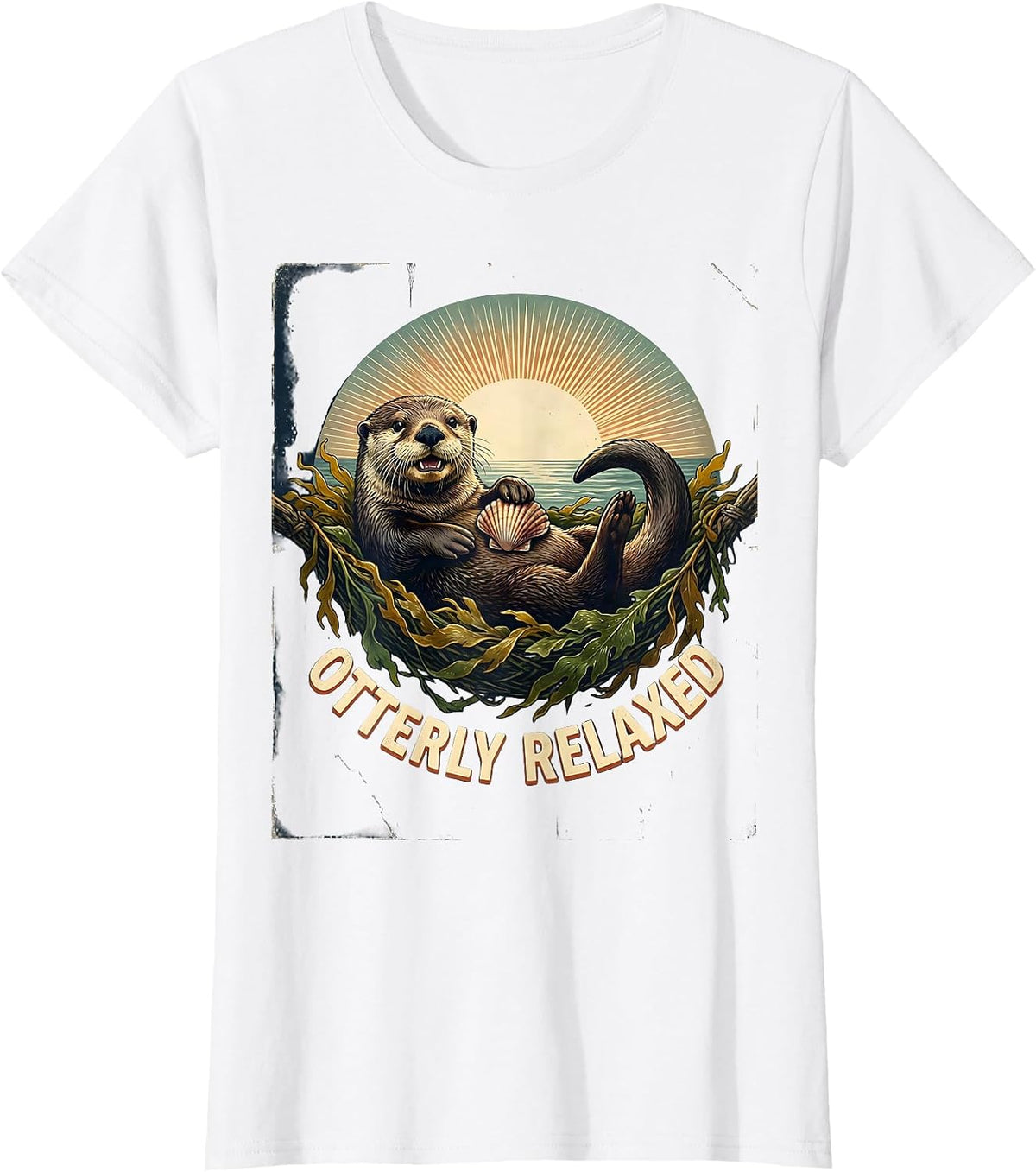 Otterly Relaxed Vintage Cute Otter Lover Humor Sea Animal T-Shirt - White