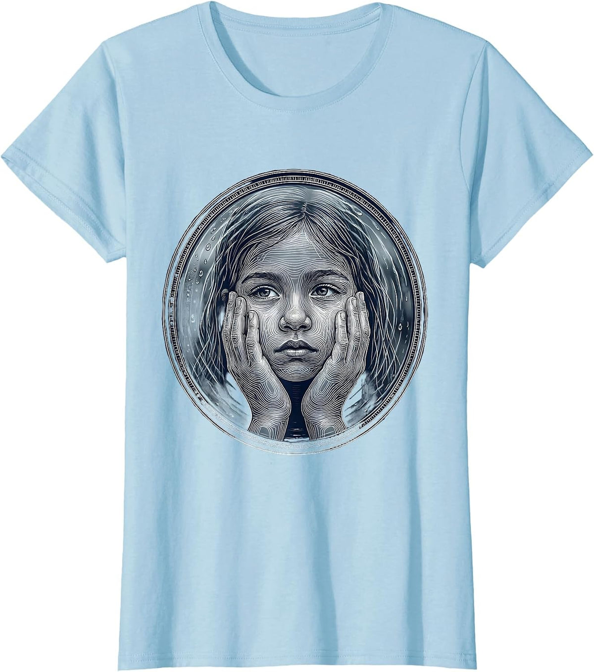Autism Awareness Foggy Window Reflection Art T-Shirt - Baby Blue
