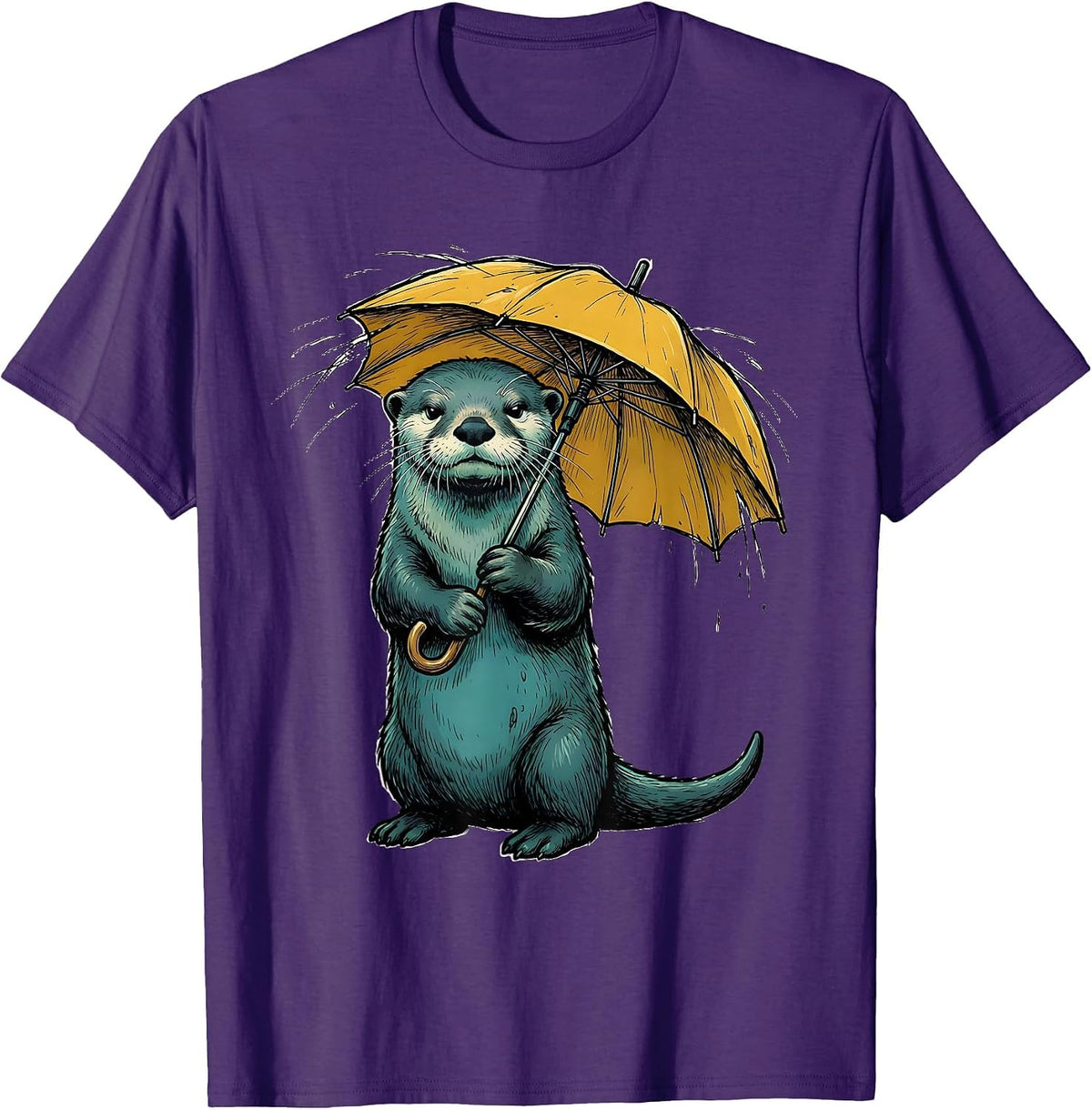 Sea Otter Marker Outline Funny Otter Lover Gifts T-Shirt - Purple